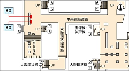 JR西日本　駅ポター　大阪駅桜橋LED4セット　掲出位置
