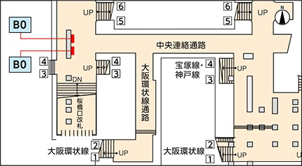 JR西日本　駅ポター　大阪駅桜橋LED4セット　掲出位置